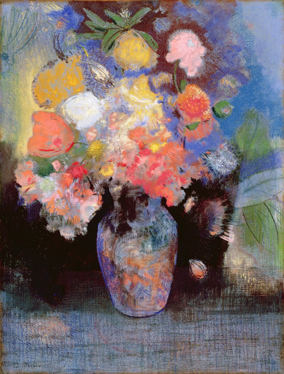 زهور ، 1900 (باستيل على ورق) بواسطة Odilon Redon