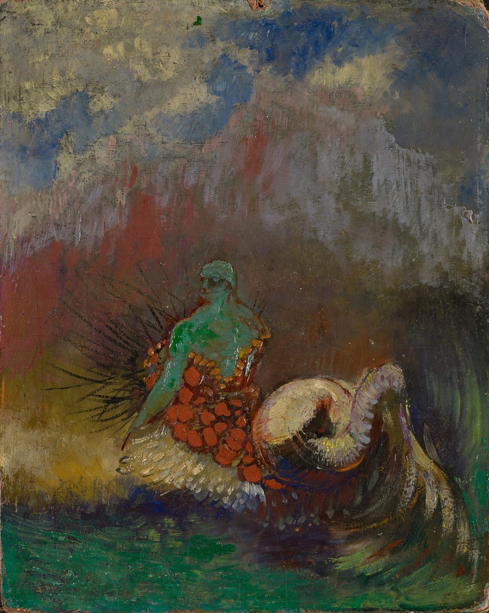 صفارة الإنذار ، c.1900 (النفط ومسحوق الذهب على لوح ألياف) بواسطة Odilon Redon