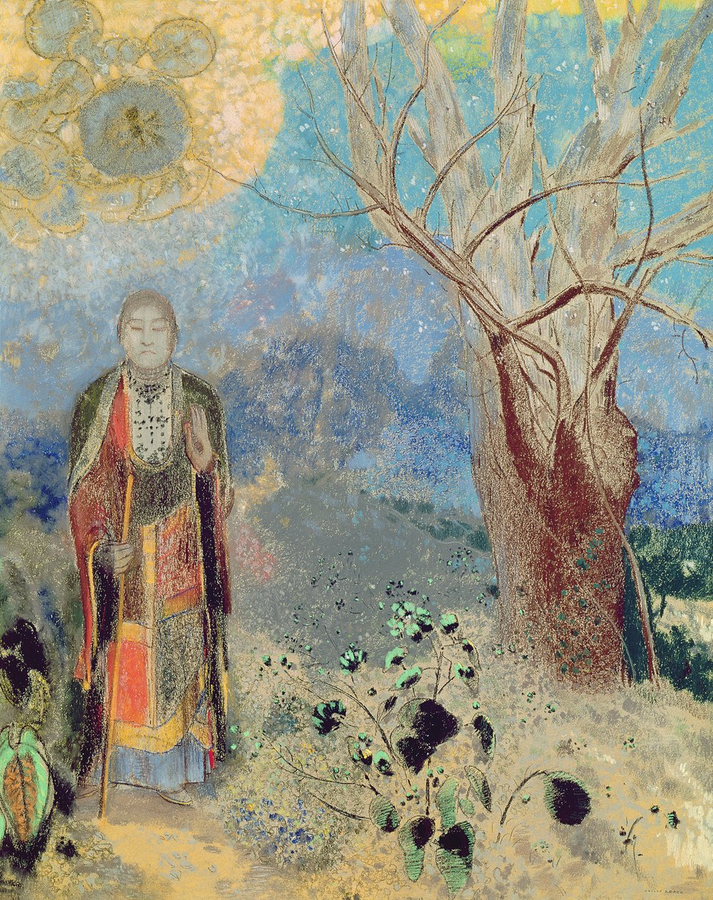 بوذا ، c.1905 (الباستيل على الورق) بواسطة Odilon Redon