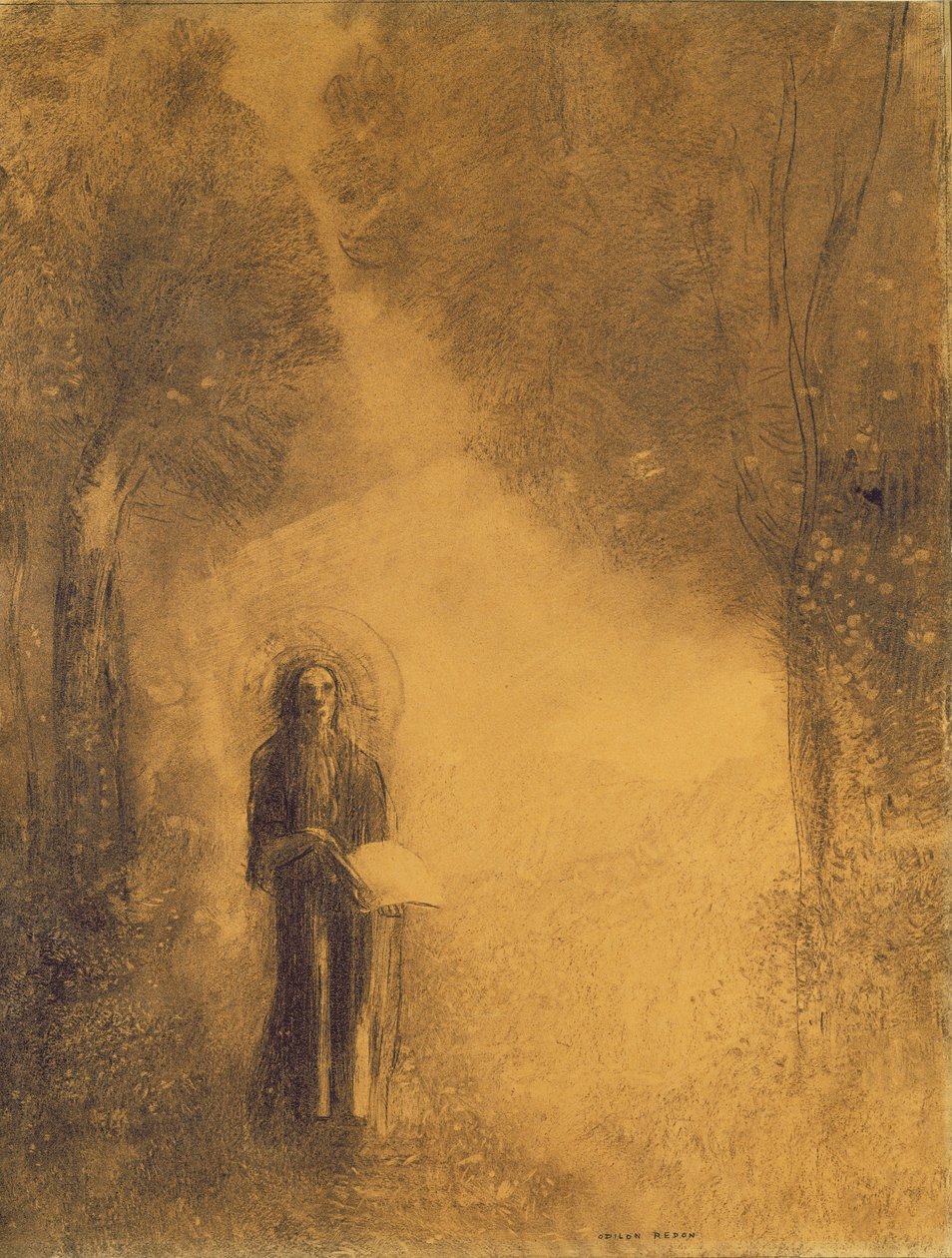 The Walker، Study for &39;The Walking Buddha&39;)، 1890-1895 (فحم على ورق) بواسطة Odilon Redon