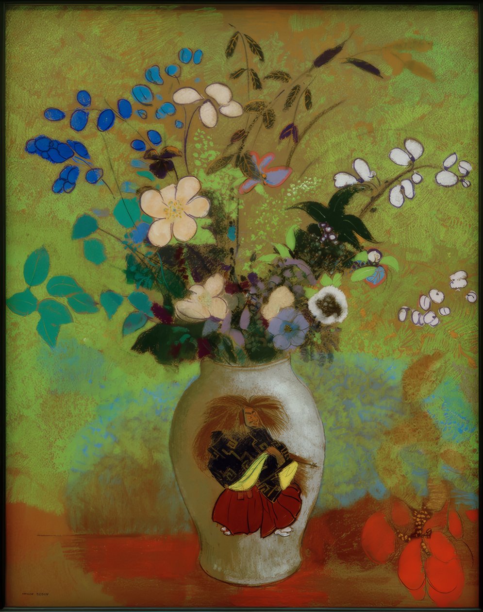 مزهرية مع محارب ياباني بواسطة Odilon Redon