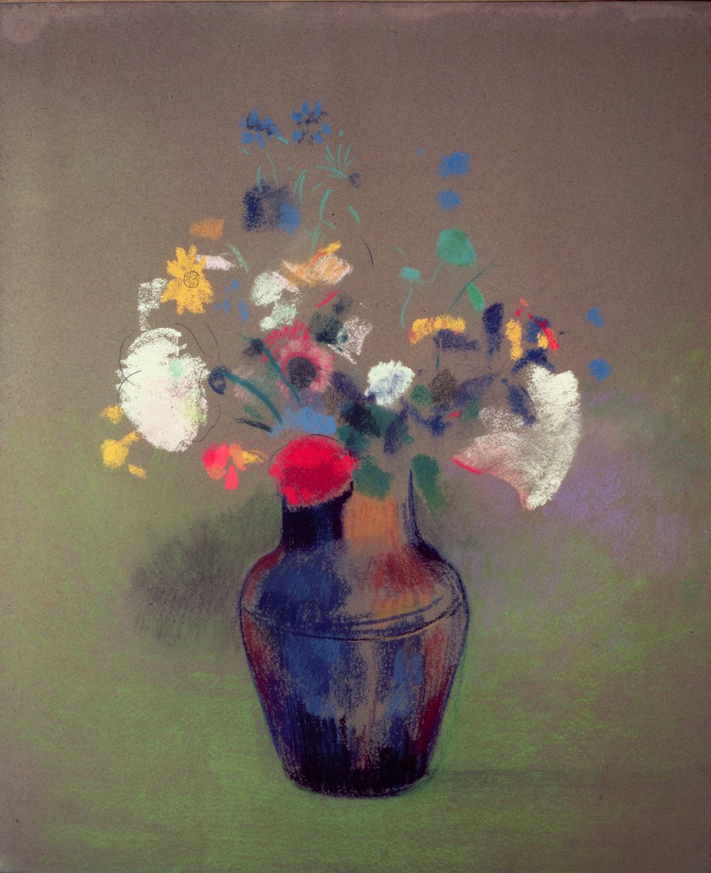 مزهرية زهور (باستيل على ورق) بواسطة Odilon Redon