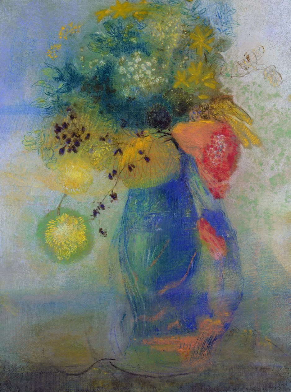 مزهرية زهور (باستيل) بواسطة Odilon Redon