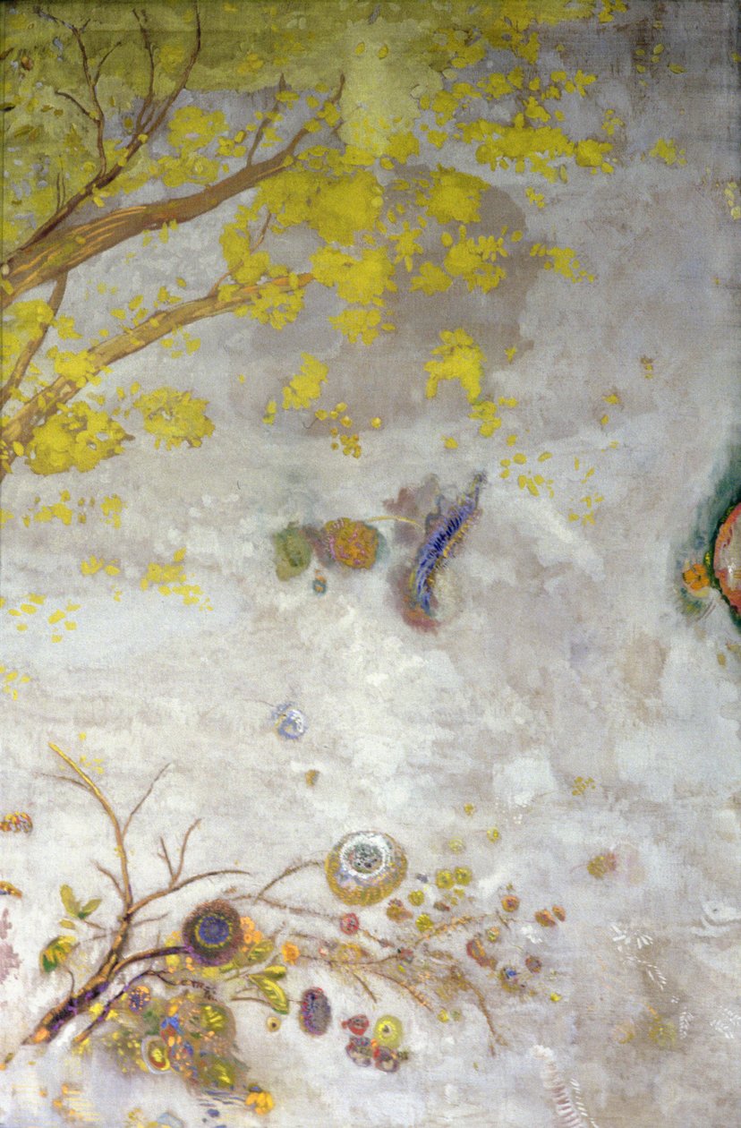 فرع الإزهار الأصفر ، جزء من الشاشة ، 1901 بواسطة Odilon Redon
