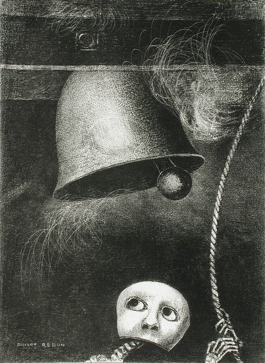قناع يبدو نيل الموت. السلسلة: لإدغار بو ، 1882 بواسطة Odilon Redon