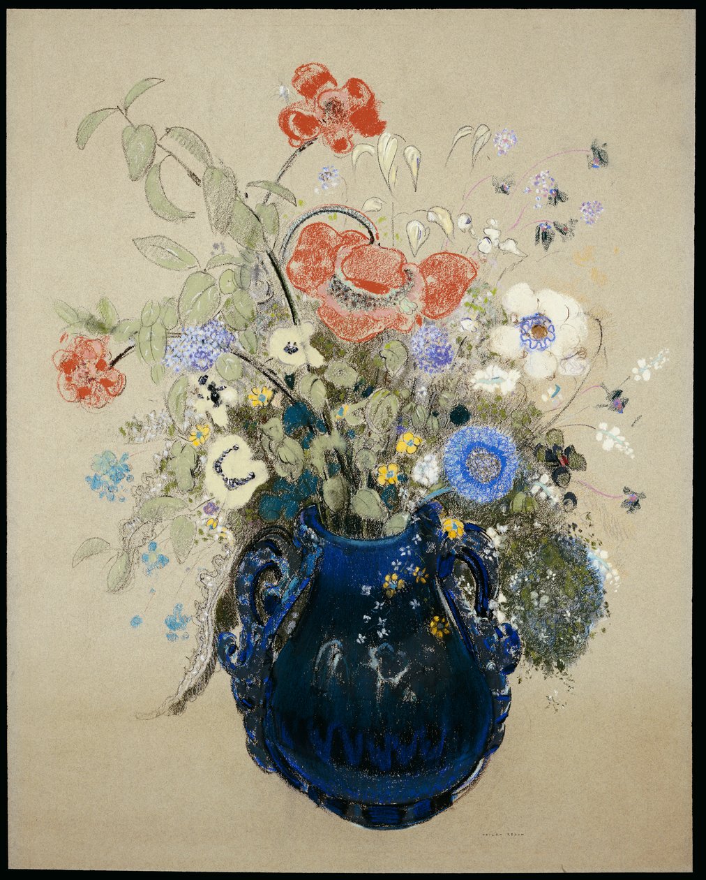 إناء زهور زرقاء ، c.1905-08 بواسطة Odilon Redon