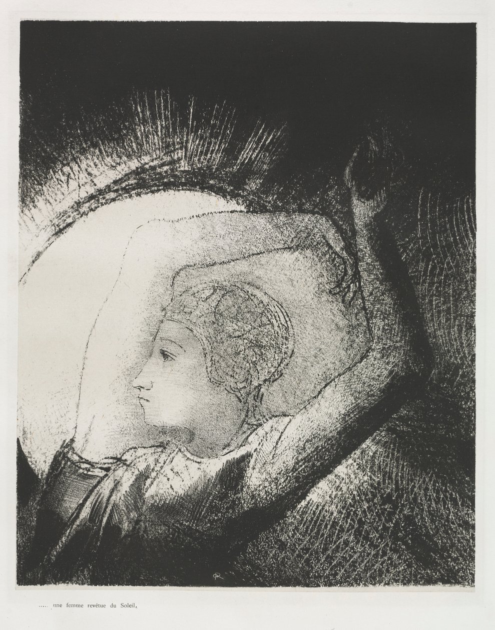 امرأة تلبس الشمس بواسطة Odilon Redon