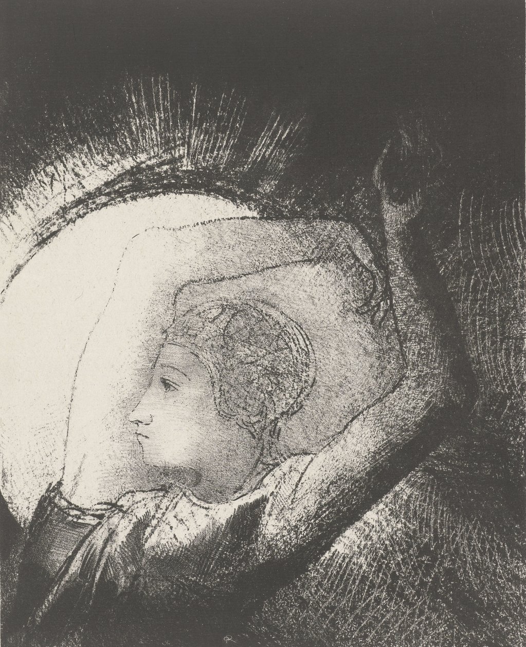 امرأة تلبسها الشمس ، 1899 (طباعة) بواسطة Odilon Redon