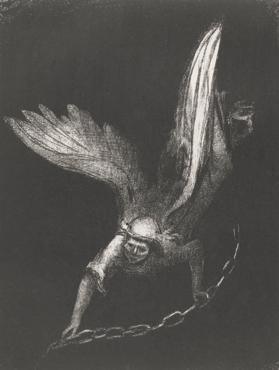 ملاك مع سلسلة في يديه ، 1899 (طباعة) بواسطة Odilon Redon