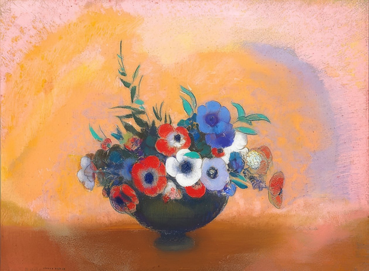 شقائق النعمان (Les Anémones). حوالي عام 1912 بواسطة Odilon Redon