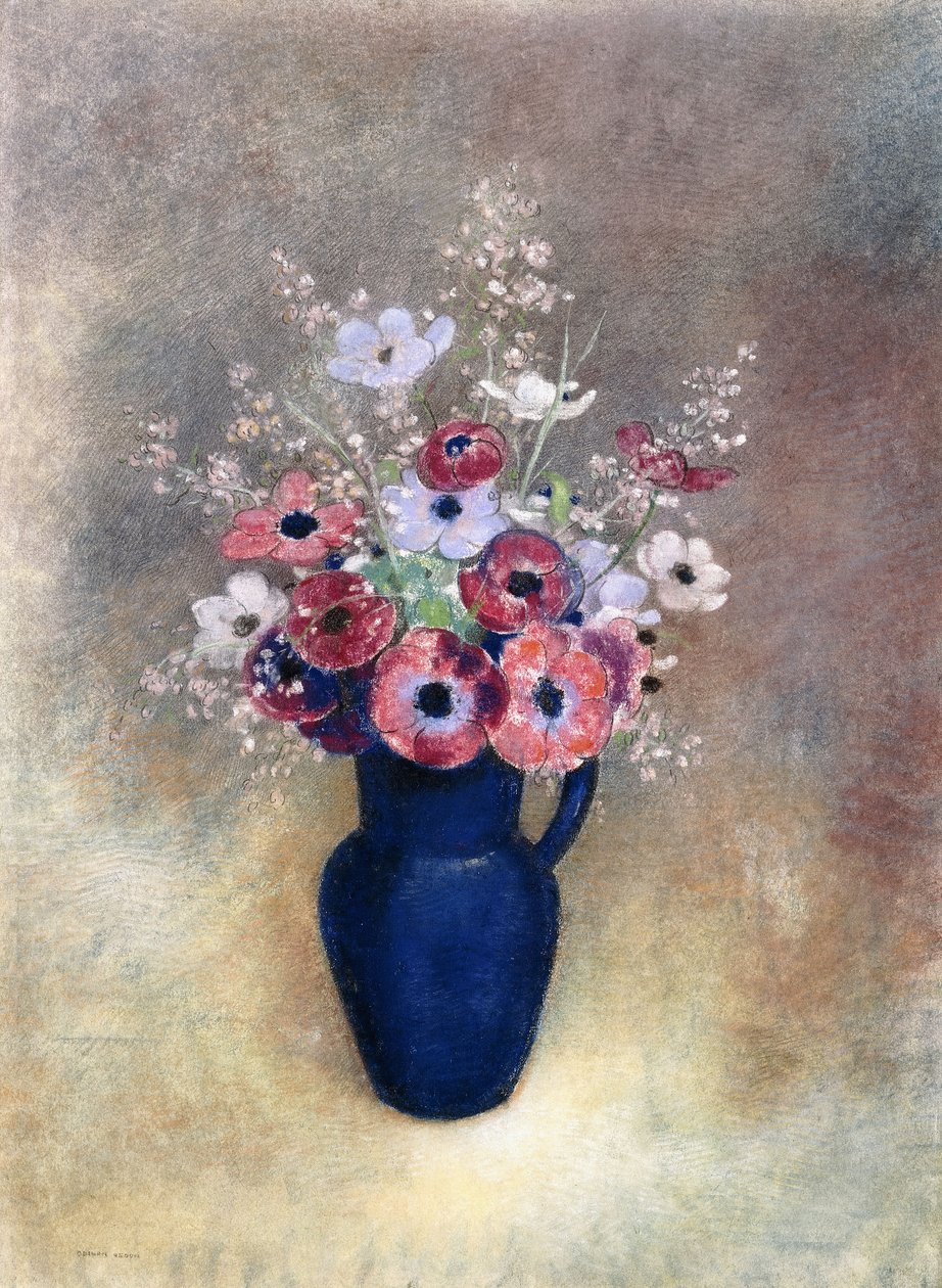 شقائق النعمان في إبريق ، 1910-1915 بواسطة Odilon Redon