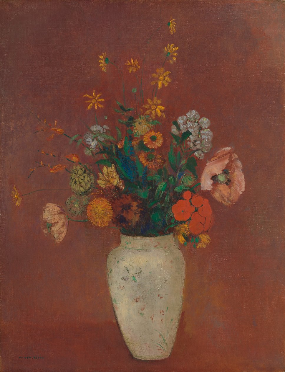 باقة في زهرية صينية ، كاليفورنيا. 1912-14. بواسطة Odilon Redon