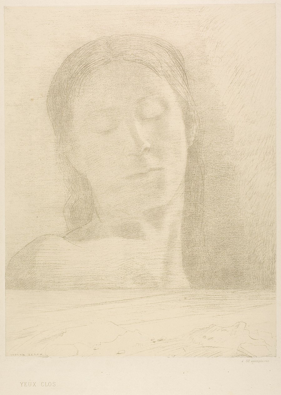 عيون مغلقة بواسطة Odilon Redon
