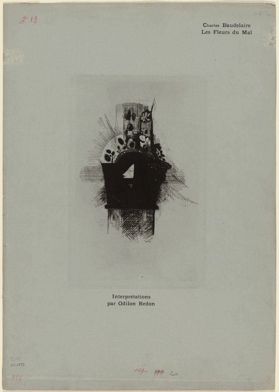 الغلاف / الواجهة الأمامية لـ Les Fleurs du Mal ، اللوحة 1 من 9 بواسطة Odilon Redon