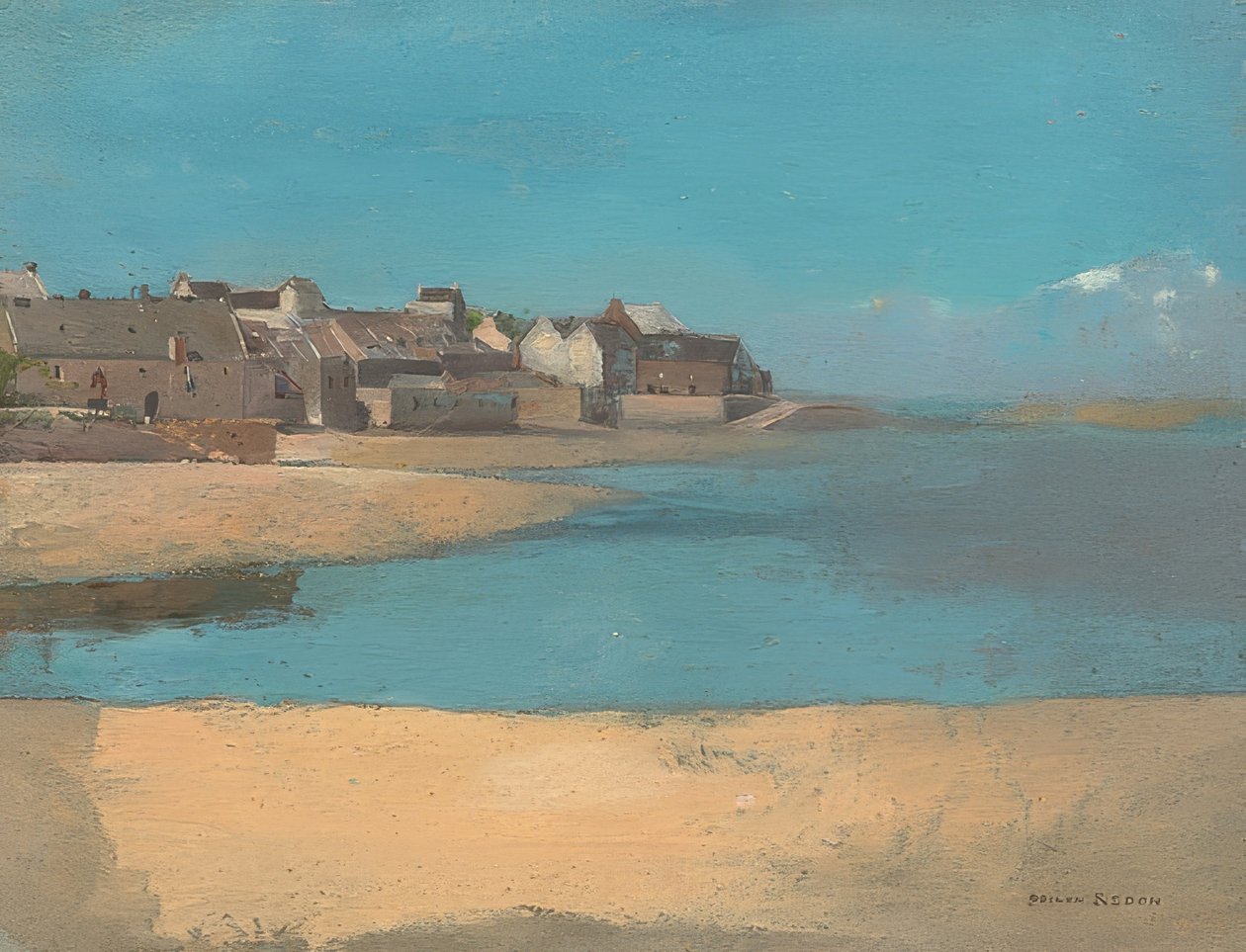 قرية على البحر ، بريتاني. حوالي عام 1880 بواسطة Odilon Redon