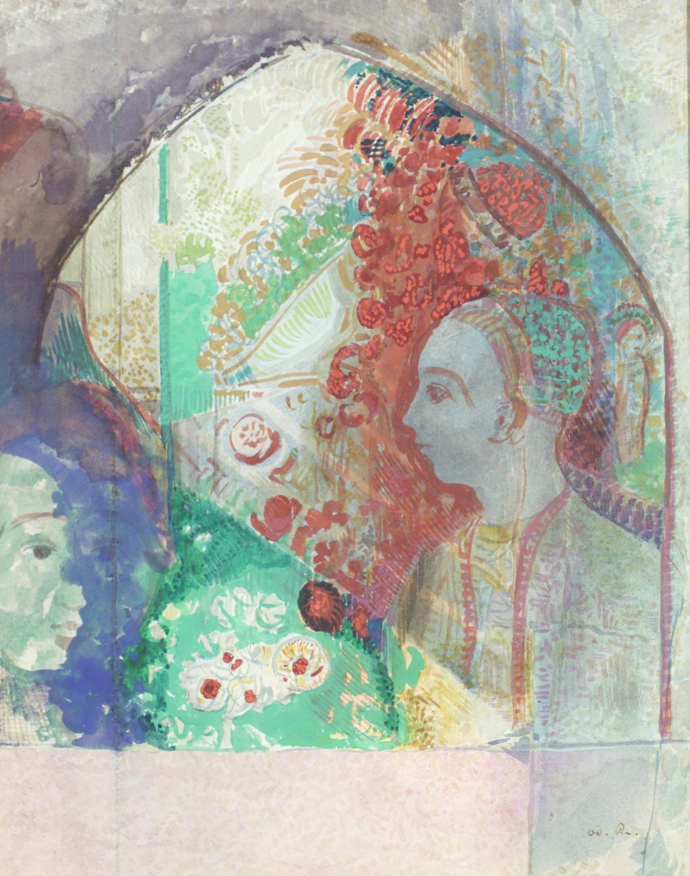 دريم (ألوان مائية وغواش على ورق) بواسطة Odilon Redon