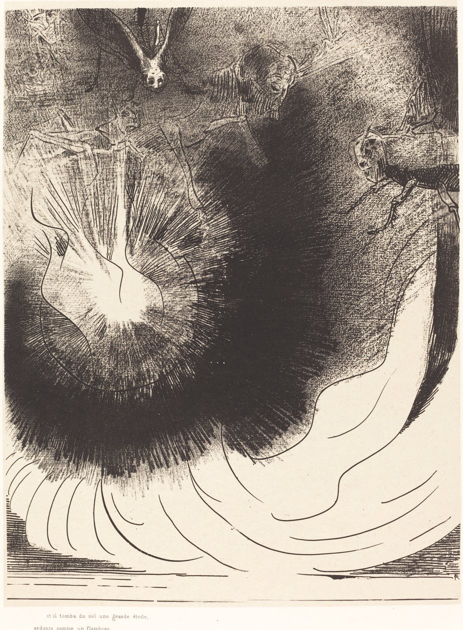 Et il tombe du ciel une grande etoile ardente (وسقط نجم عظيم من السماء يحترق كما لو كان مصباحًا) بواسطة Odilon Redon