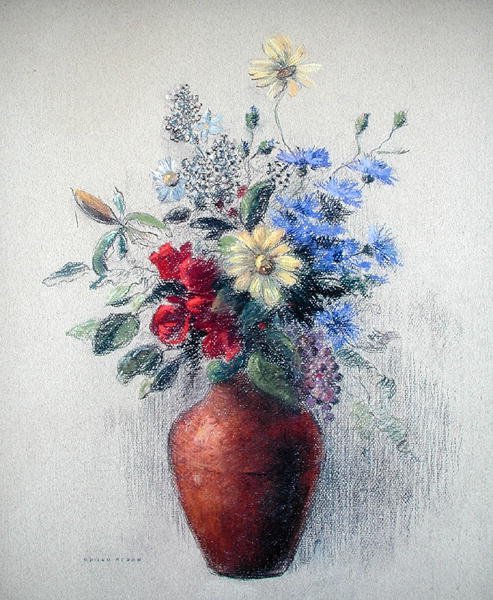زهور (باستيل على ورق) بواسطة Odilon Redon