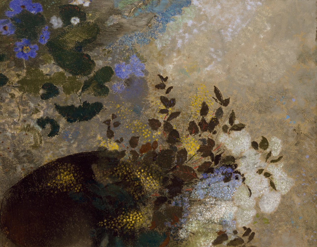 زهور في مزهرية سوداء ، 1909-10 بواسطة Odilon Redon