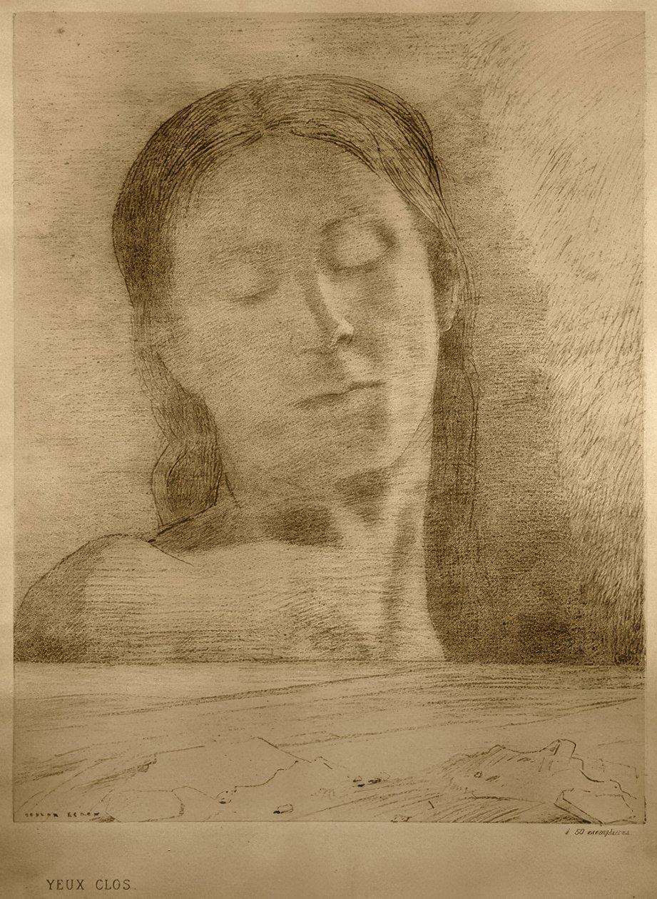 عيون مغلقة بواسطة Odilon Redon