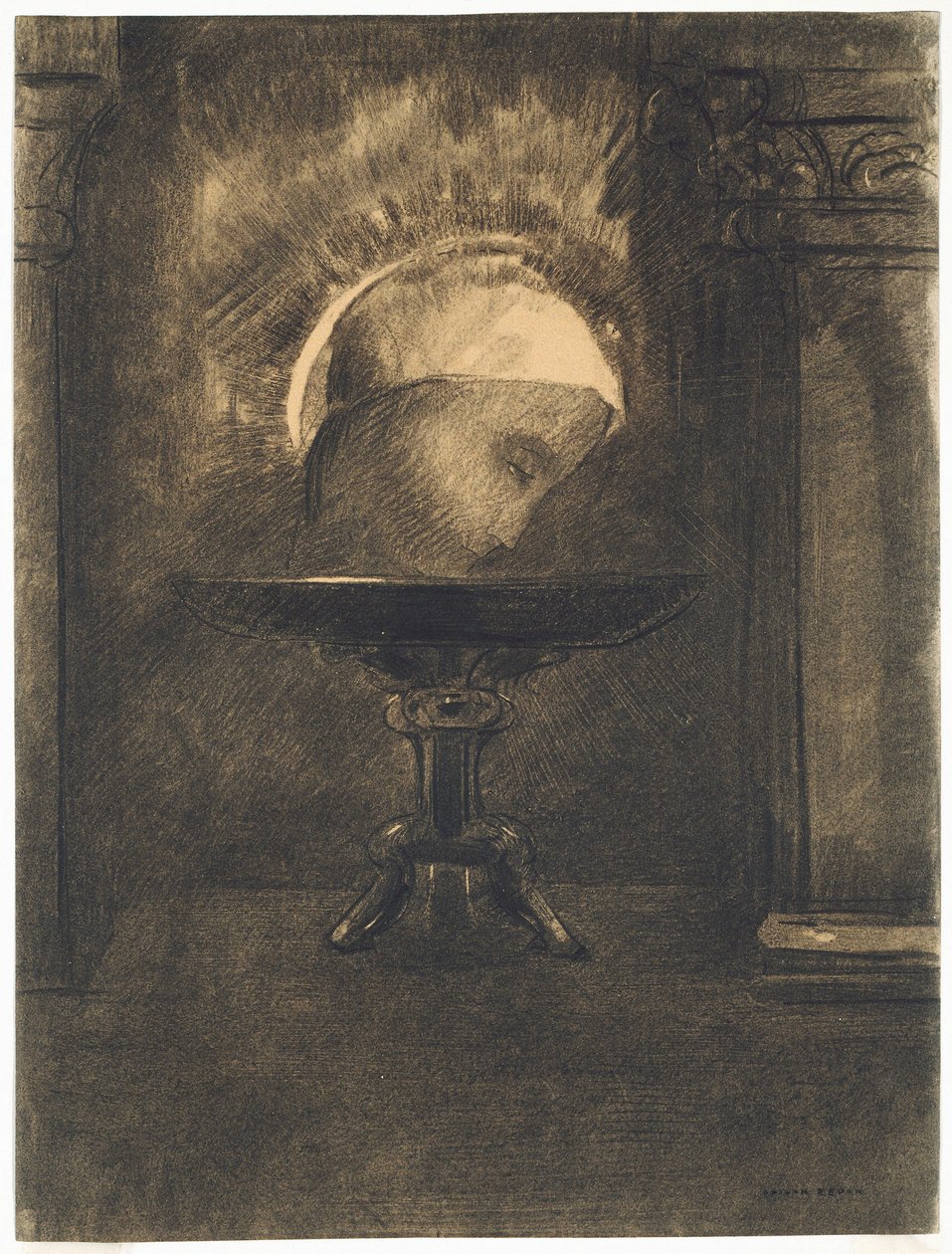 رئيس يرتدي قبعة فريجية، على سالفر بواسطة Odilon Redon