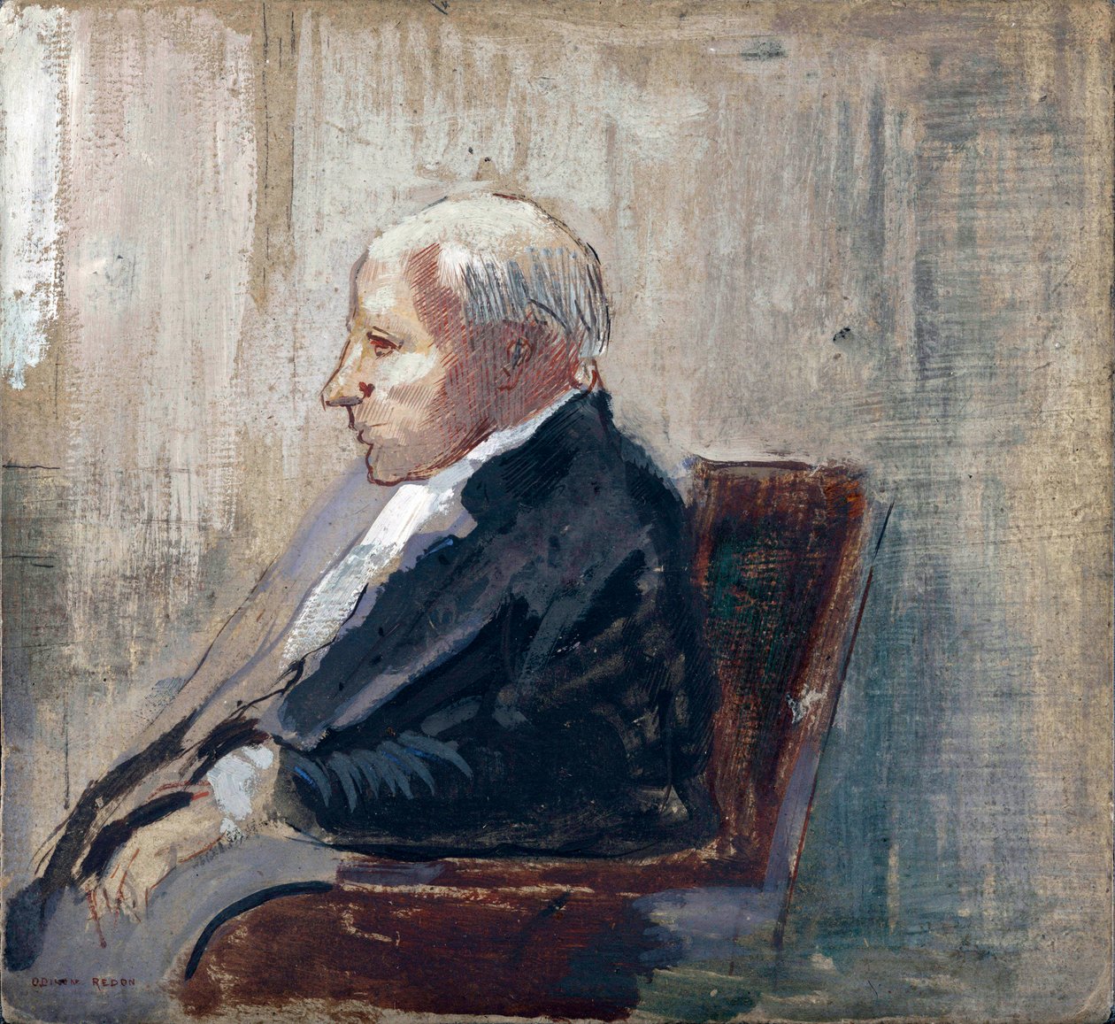 رجل جالس - رسم لأوديلون ريدون (1840-1916) ، زيت على ورق مقوى (21.9 × 23.5 سم) ، حوالي عام 1910 - موما (متحف الفن الحديث) ، نيويورك (الولايات المتحدة الأمريكية) بواسطة Odilon Redon