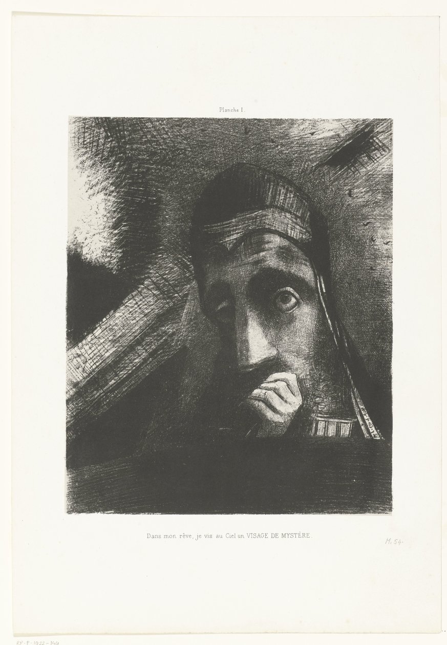 في حلمي رأيت وجهًا غامضًا في السماء Dans mon rêve، je vis au Ciel un VISAGE DE MYSTÈRE (العنوان على الكائن) بواسطة Odilon Redon