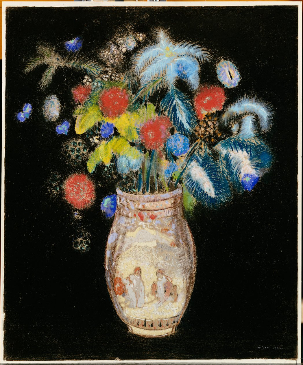 باقة كبيرة على خلفية سوداء ، ج .1910 بواسطة Odilon Redon