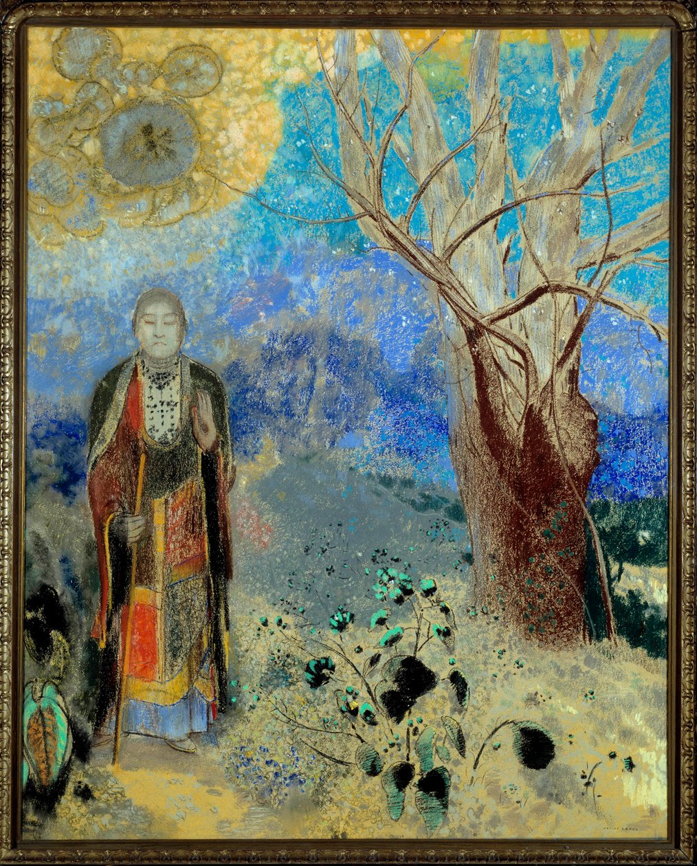 باستيل بوذا بواسطة Odilon Redon (1840-1916) 1906-1907. الشمس. 0.9x0.73 م باريس ، متحف أورساي بواسطة Odilon Redon