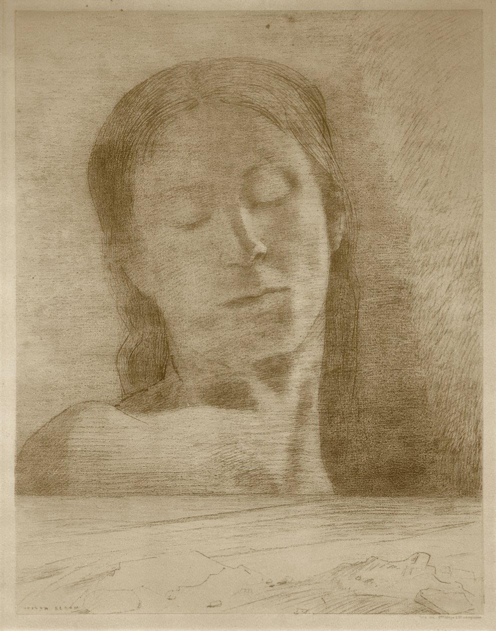 عيون مغلقة بواسطة Odilon Redon