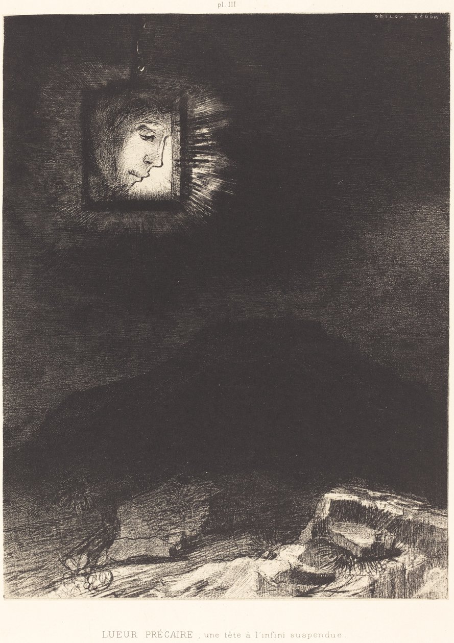 وميض غير مستقر ، رأس معلق بواسطة Odilon Redon