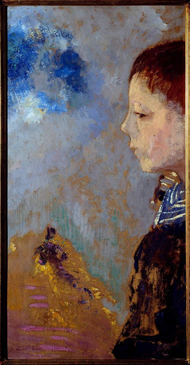 صورة لأري ريدون (1889-1972) على الممر البحري (ابن الفنان). لوحة لأوديلون ريدون (1840-1916) بواسطة Odilon Redon