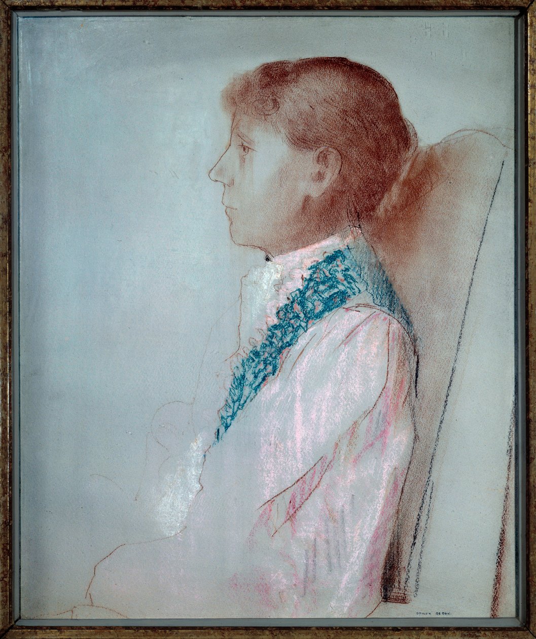 صورة مدام أوديلون ريدون (1853-1923) "لوحة باستيل رسمها أوديلون ريدون (1840-1916) 1905 صن. 0،44x0،55 م باريس ، متحف دورسيه بواسطة Odilon Redon