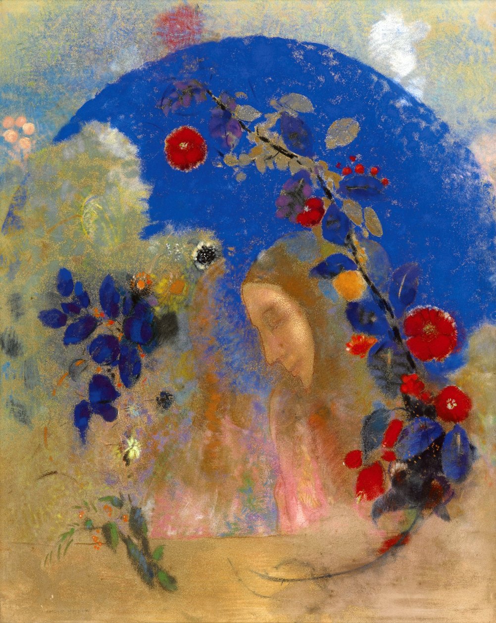 الملف الشخصي تحت قوس - Odilon Redon (1840-1916). باستيل على ورق ، ج. 1905. الحجم: 67.6 × 53.8 سم. مجموعة خاصة بواسطة Odilon Redon