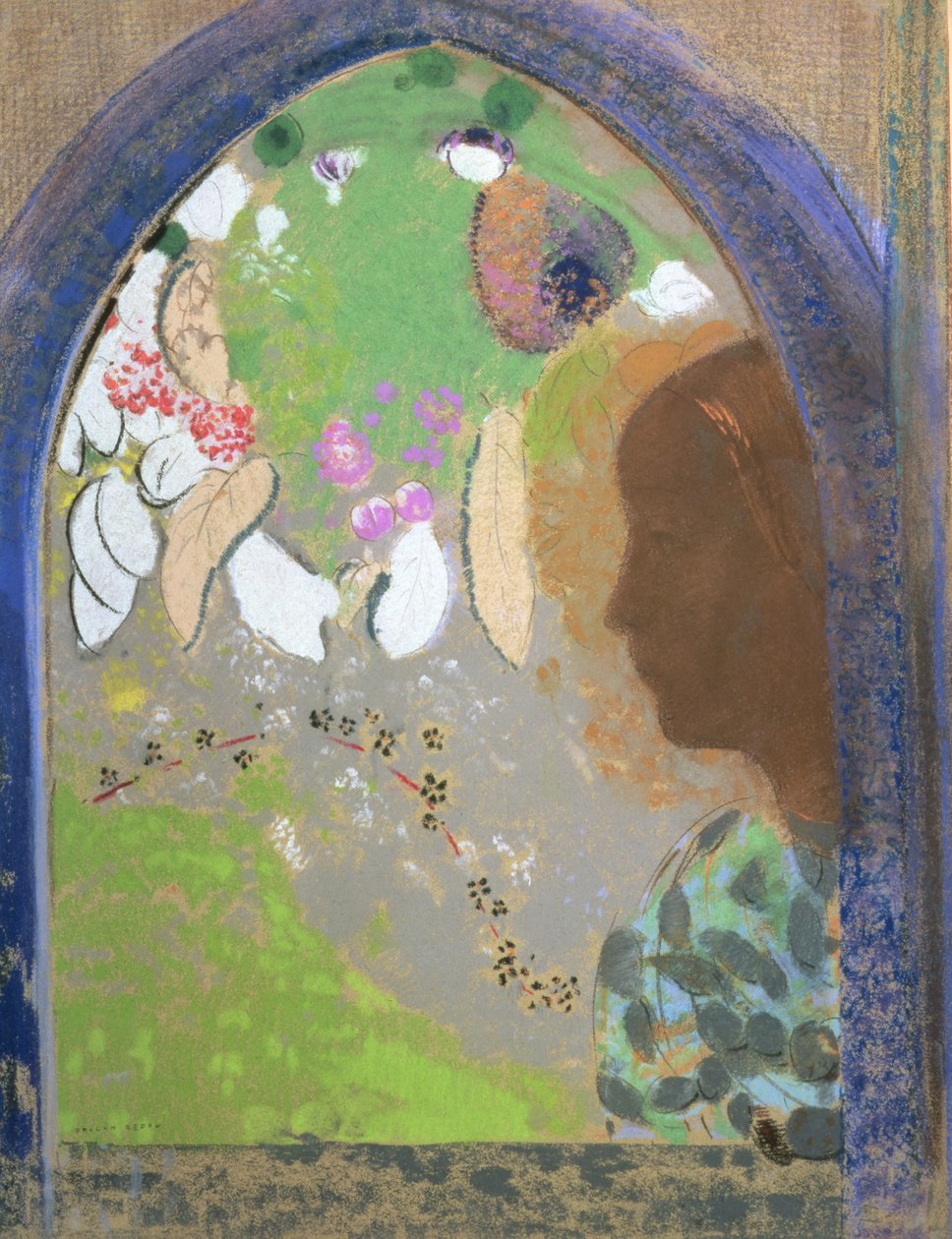لمحة عن امرأة عند النافذة ، حوالي عام 1912 (باستيل على بطاقة) بواسطة Odilon Redon