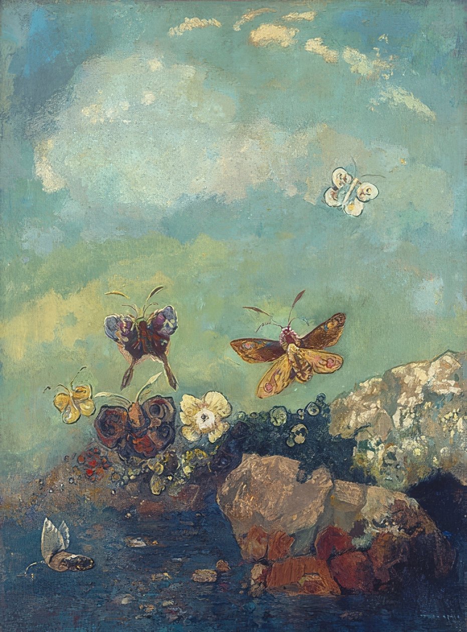 الفراشات. حوالي عام 1910 بواسطة Odilon Redon