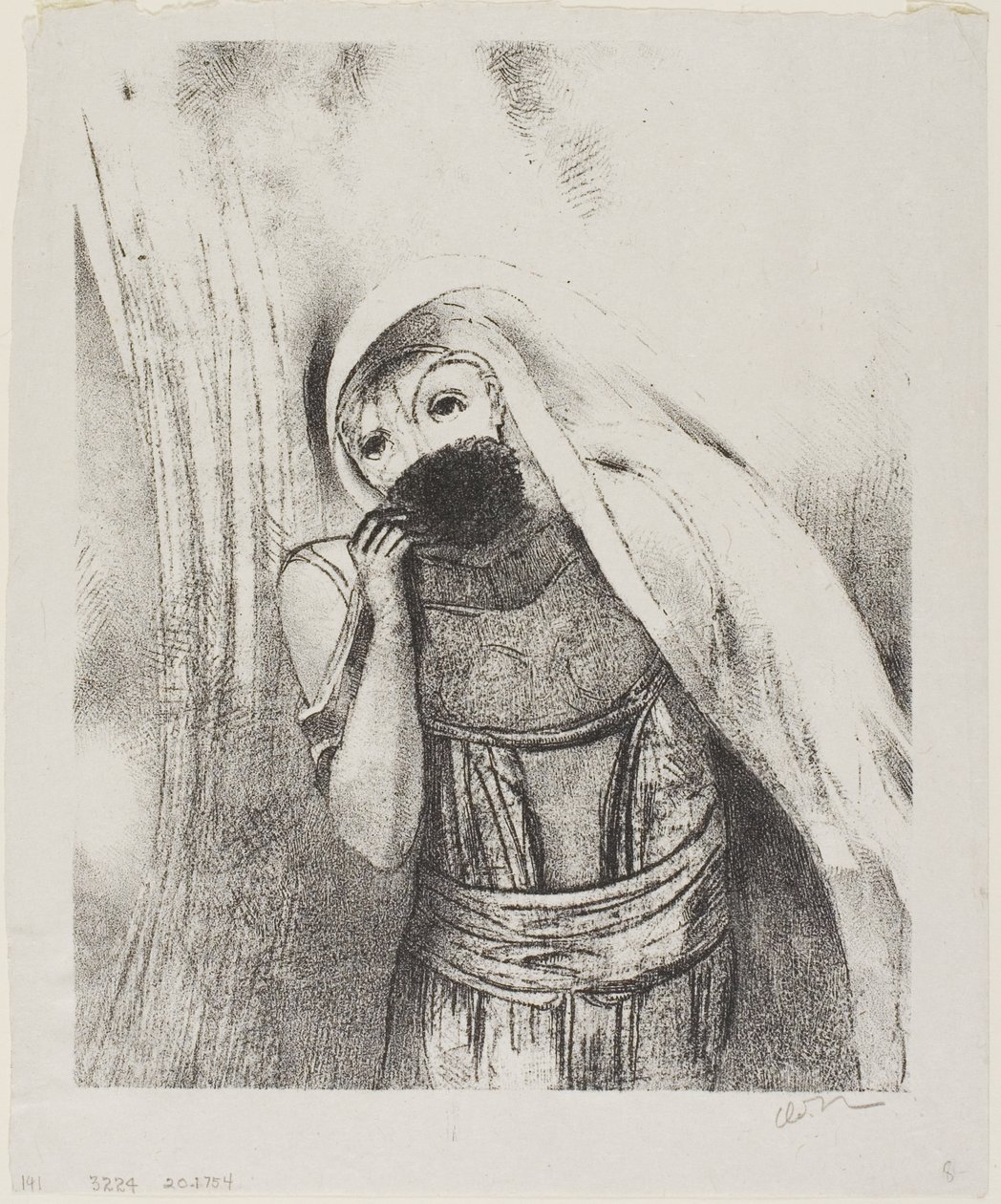 ترسم من حضنها إسفنجة ، سوداء تمامًا ، وتغطيها بالقبلات ، اللوحة 8 من 24 بواسطة Odilon Redon