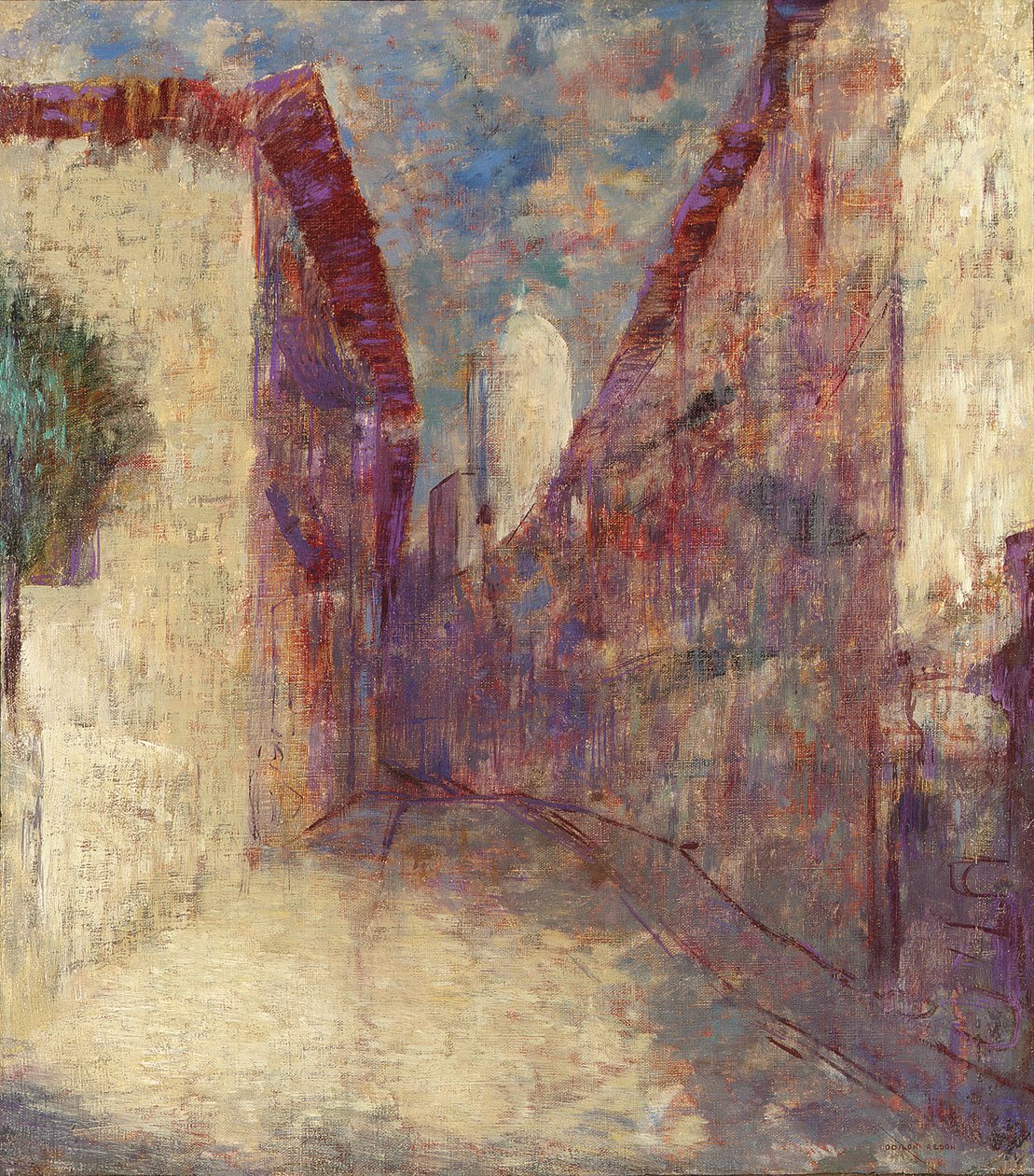 شارع في فونتارابي (زيت على قماش) بواسطة Odilon Redon
