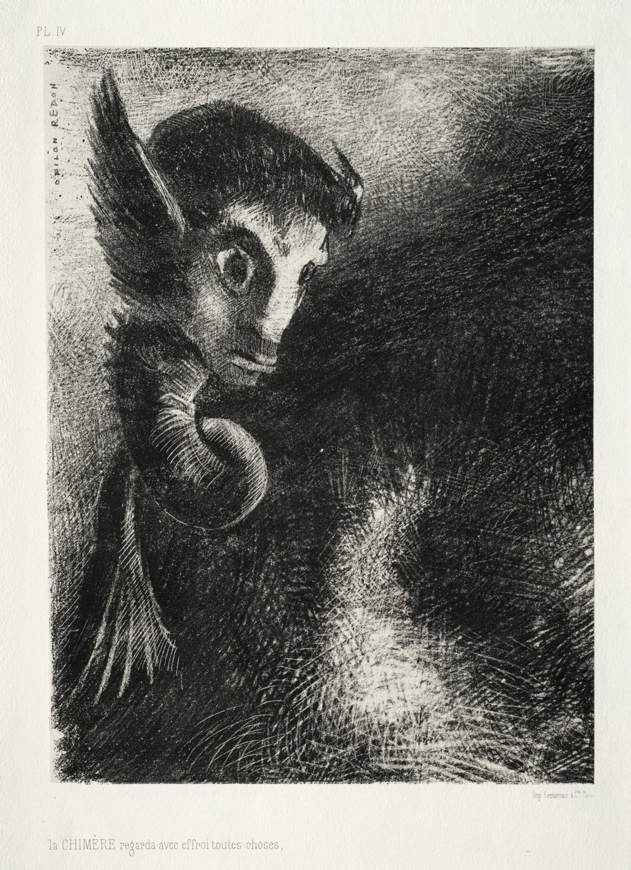 The Chimera مخطئ في كل الأشياء بخوف بواسطة Odilon Redon