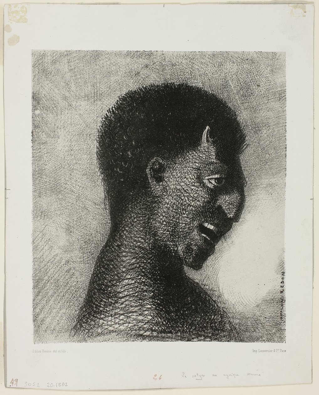 The Satyr with the Cynical Smile ، اللوحة 5 من 8 من "Les Origines" بواسطة Odilon Redon