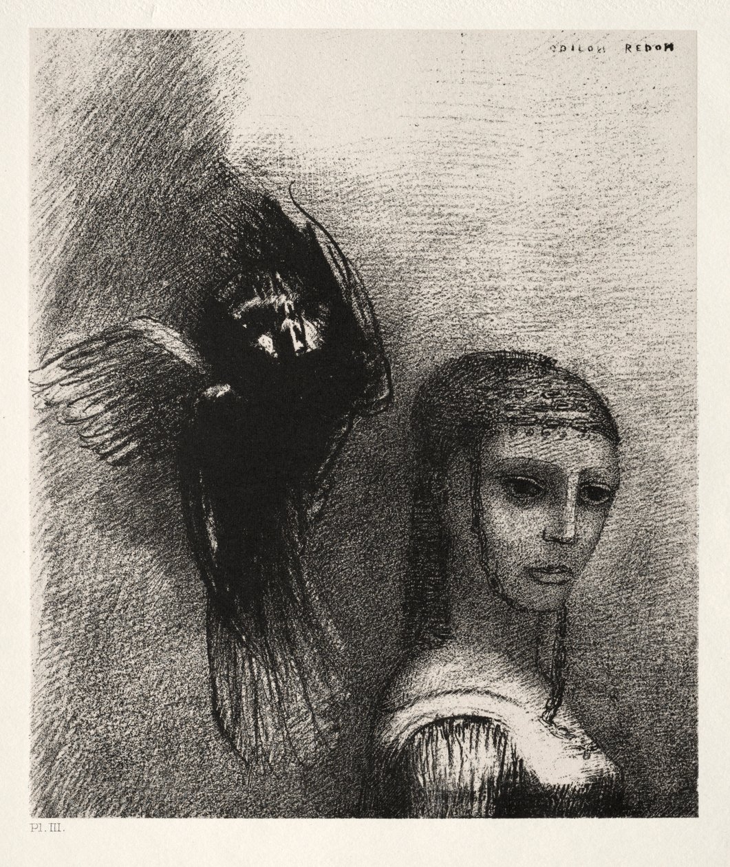 إغراء سلسلة القديس أنطونيوس الأول: وطائر كبير ، ينحدر من السماء ... ، 1888. بواسطة Odilon Redon