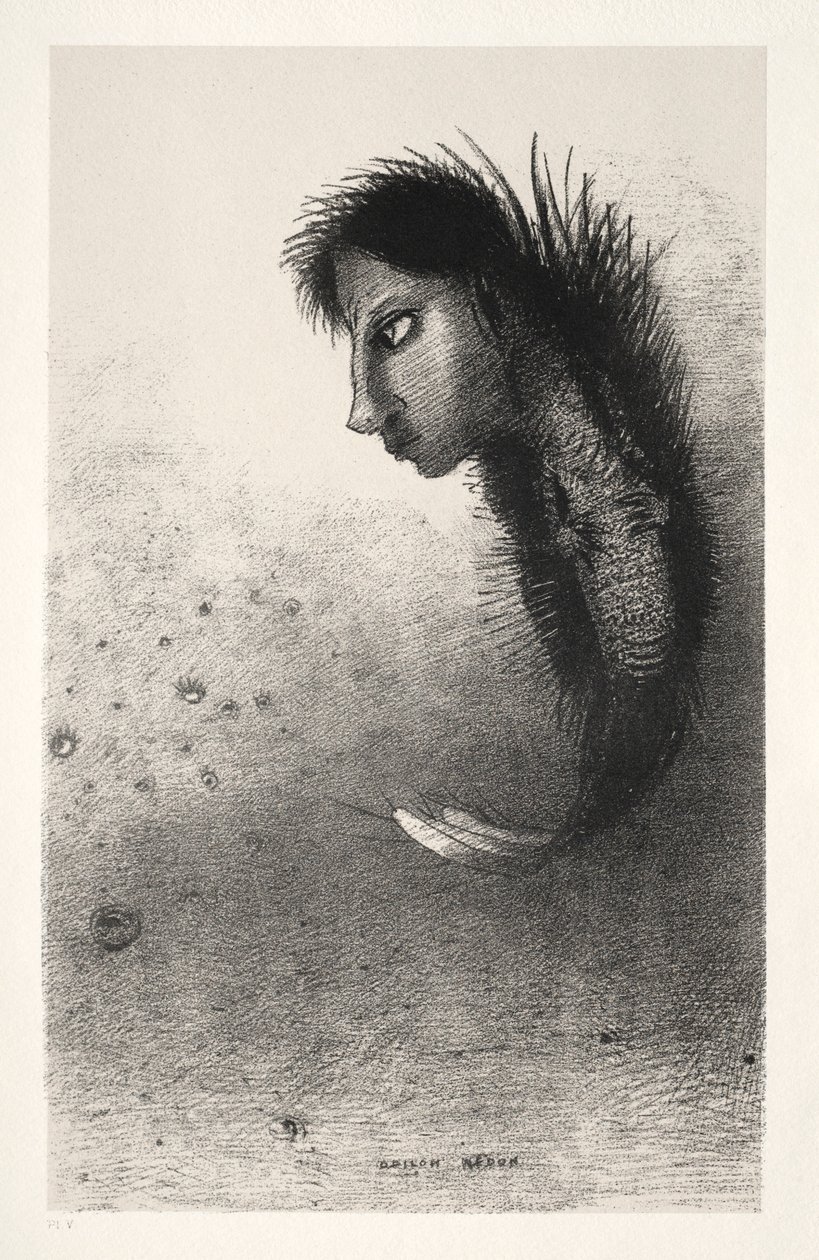 إغراء سلسلة القديس أنتوني الأولى: ثم يظهر كائن فريد ... ، 1888. بواسطة Odilon Redon