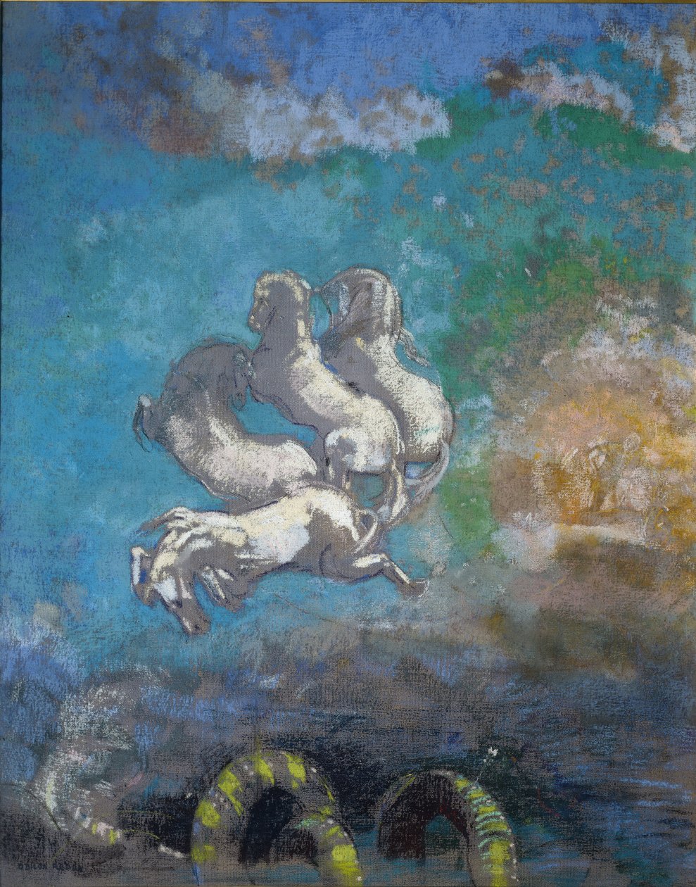 عربة أبولو - باستيل بواسطة Odilon Redon