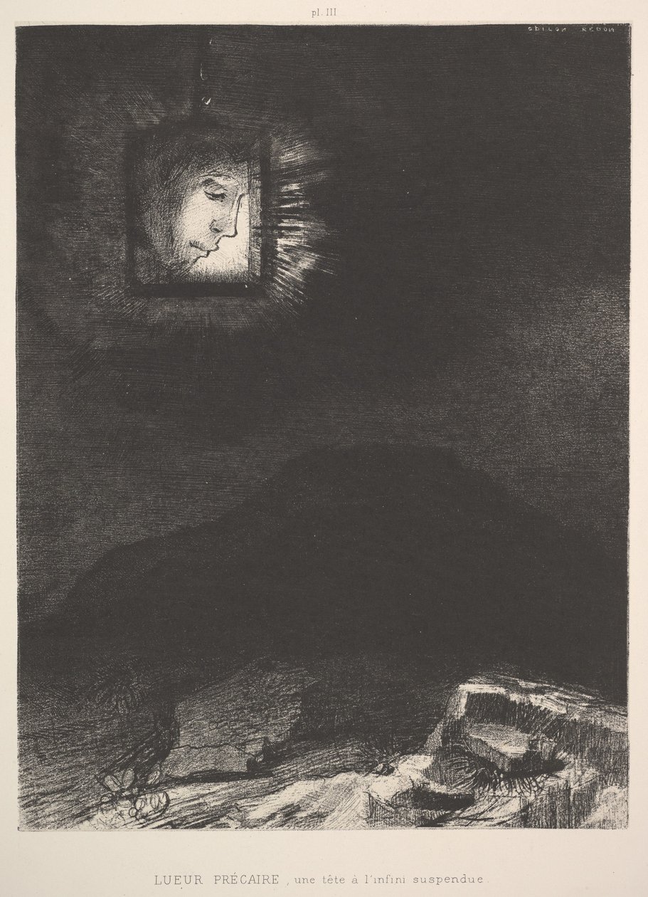 الومض الغامض لرأس معلق في الفضاء ، 1891. بواسطة Odilon Redon