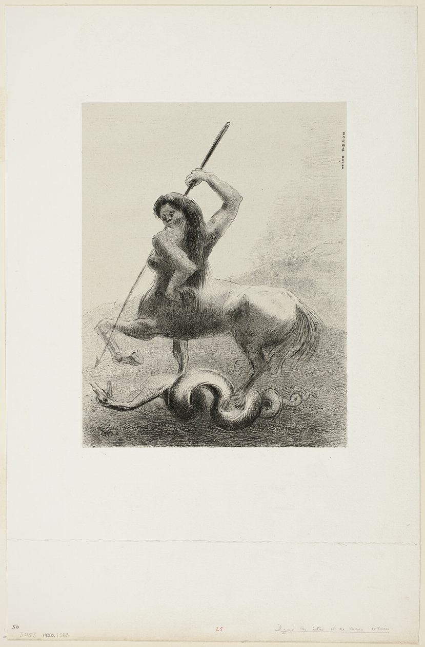 كانت هناك صراعات وانتصارات عبثية ، اللوحة 6 من 8 من "Les Origines" بواسطة Odilon Redon