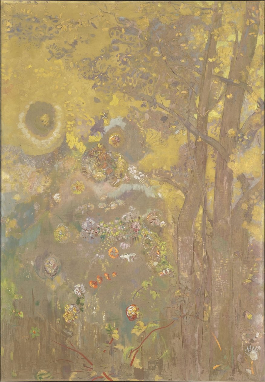 أشجار على خلفية صفراء ، 1901 بواسطة Odilon Redon