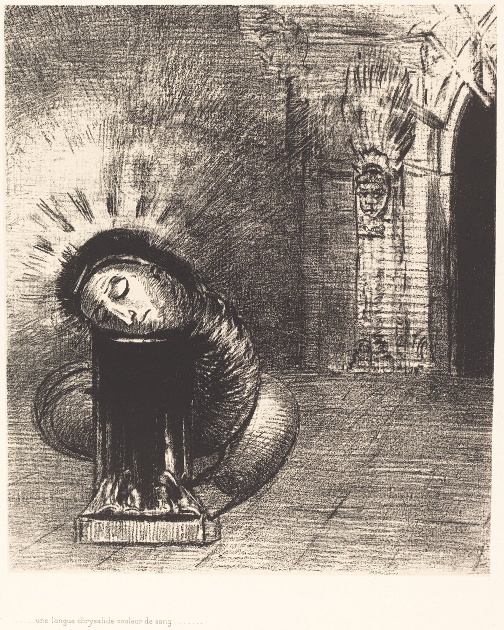 شرنقة طويلة ، لون الدم بواسطة Odilon Redon
