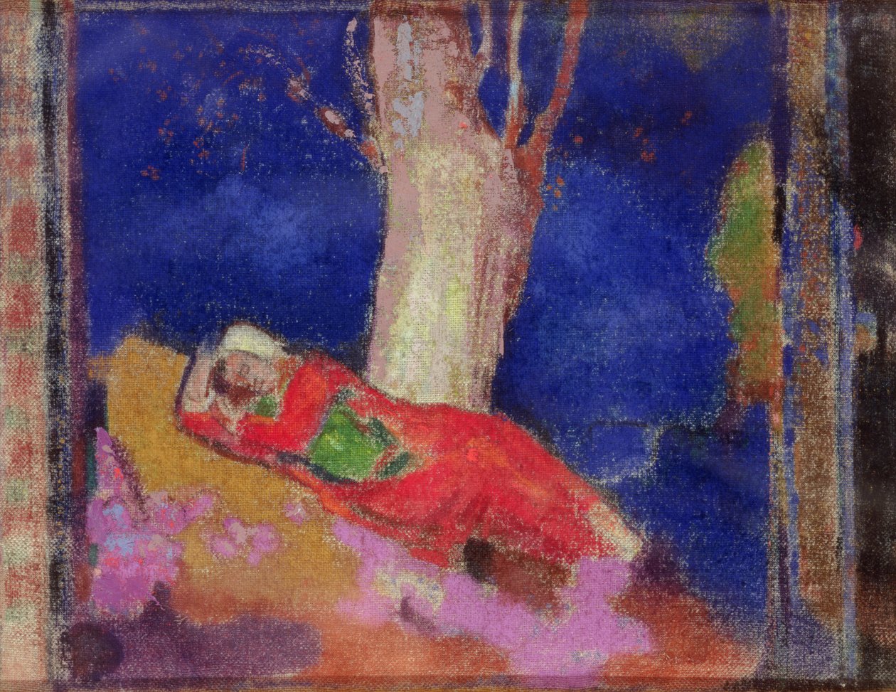 Woman Sleeping under a Tree بواسطة Odilon Redon