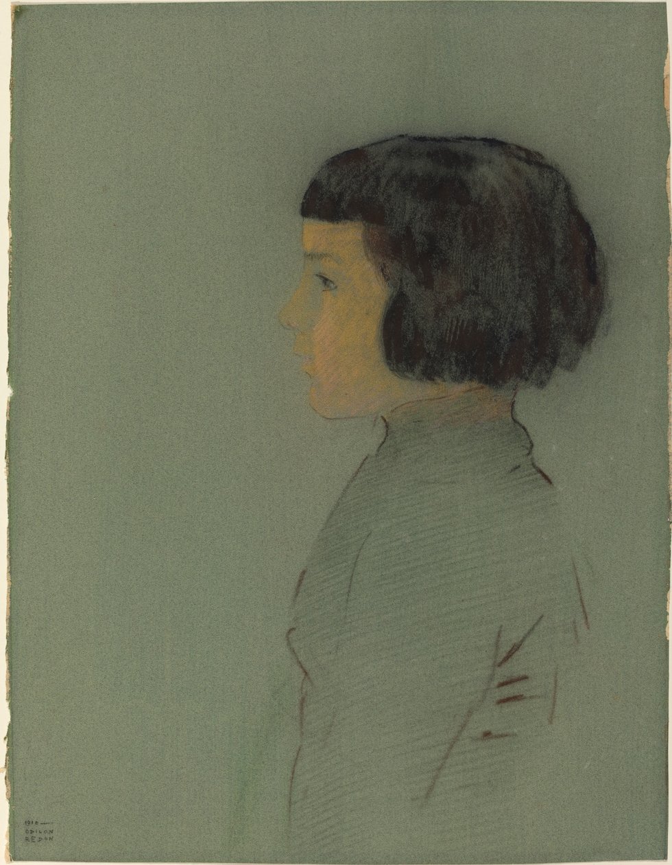 شابة في الملف الشخصي بواسطة Odilon Redon
