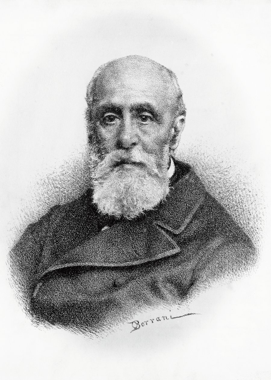 صورة جيوفاني روفيني (1807-1881) ، شاعر إيطالي ووطني ، مطبوعة بالحجر بعد رسمها أودواردو بوراني (1833-1905) بواسطة Odoardo Borrani